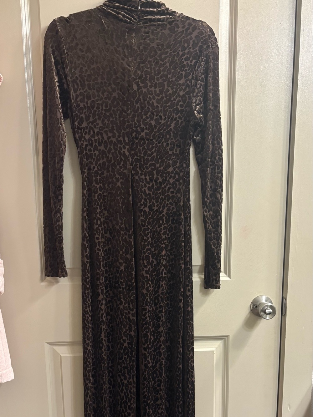 naked wardrobe Brown Velvet Leopard-Print Long Sleeve Maxi Dress - Picture 6 of 6